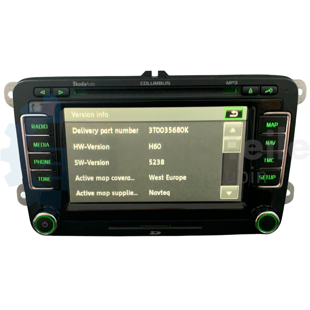 SKODA RNS 510 Columbus Navi Radio V17 Navigation Update mit CODE 3T0 035 680 C